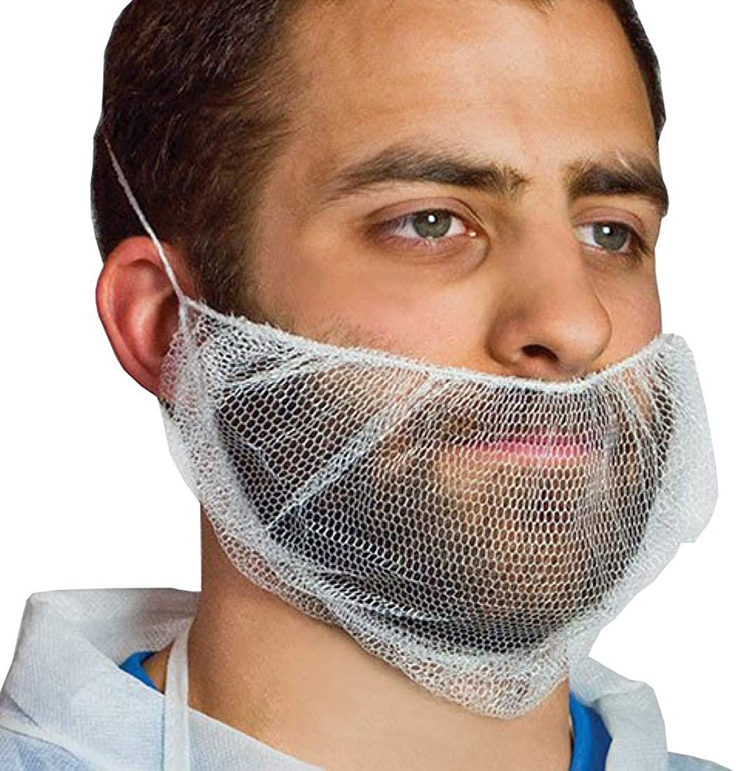 AMZ Supply Beard Nets for Men 1000 Pack White Beard Hair Nets 18 Inch S