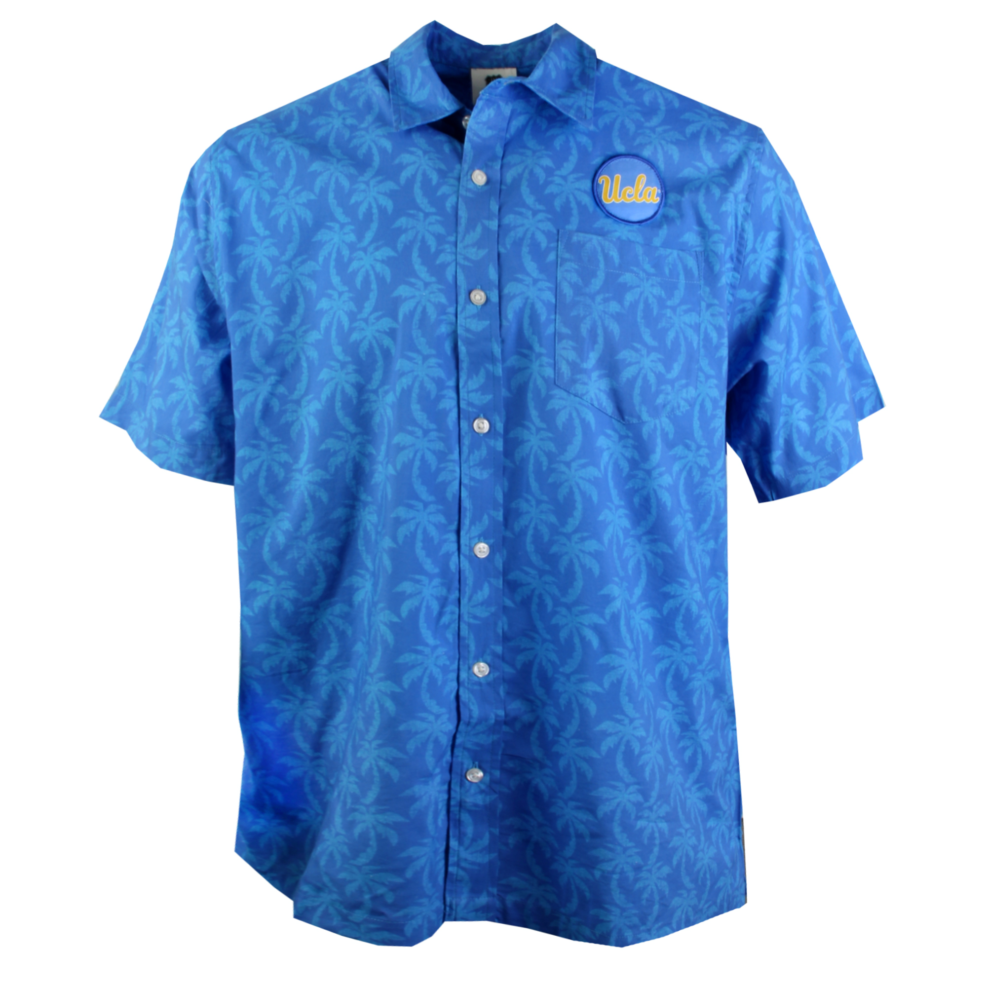 Wes And Willy UCLA Bruins Mens Palm Tree Button Up Hawaiian Shirt
