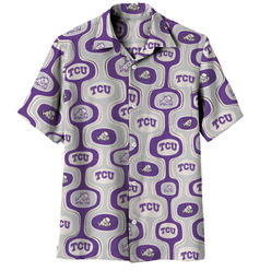 Wes And Willy TCU Horned Frogs Mens Cabana Boy Button Down Hawaiian Shirt