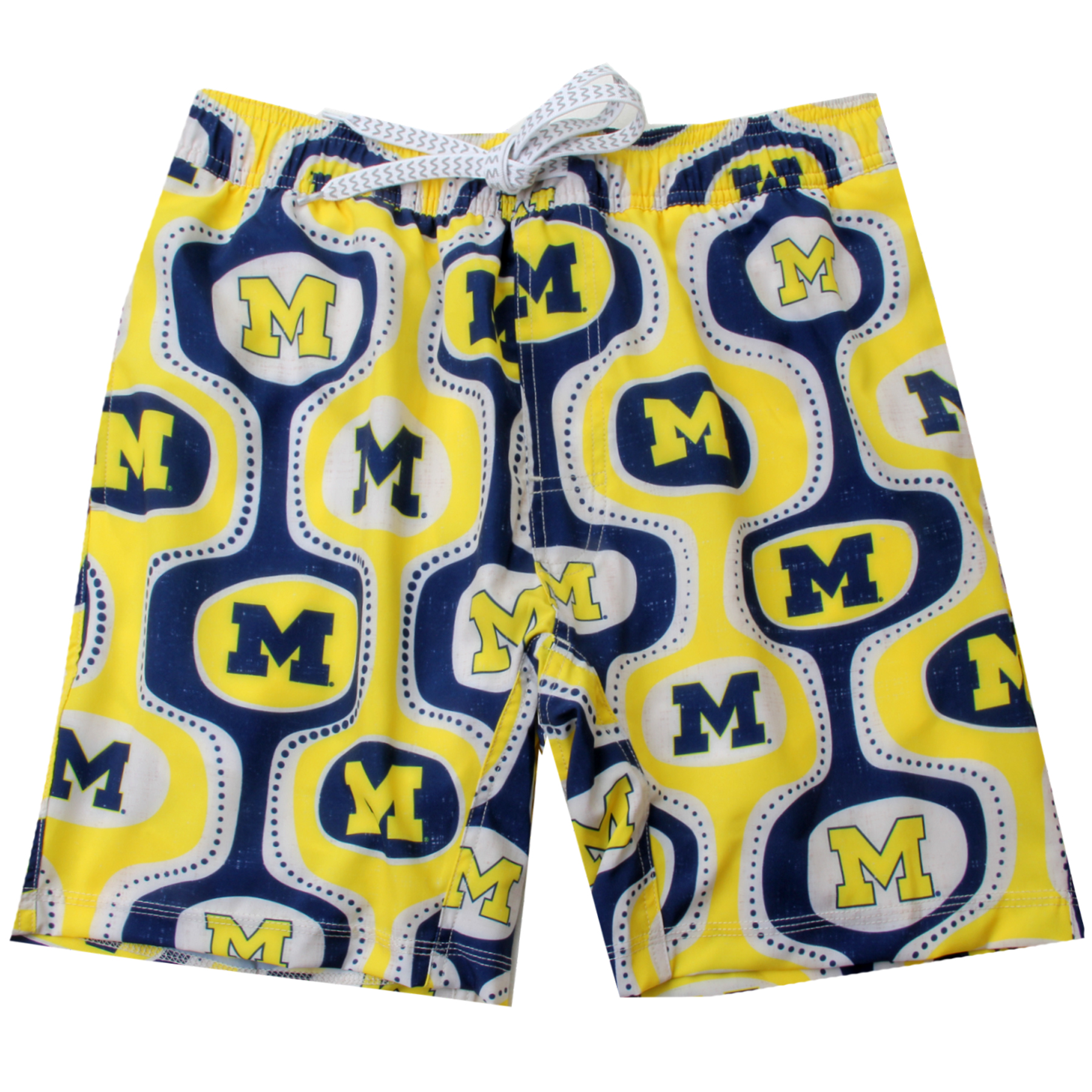 Wes And Willy Michigan Wolverines College Cabana Boy Retro Tech Swim Trunk
