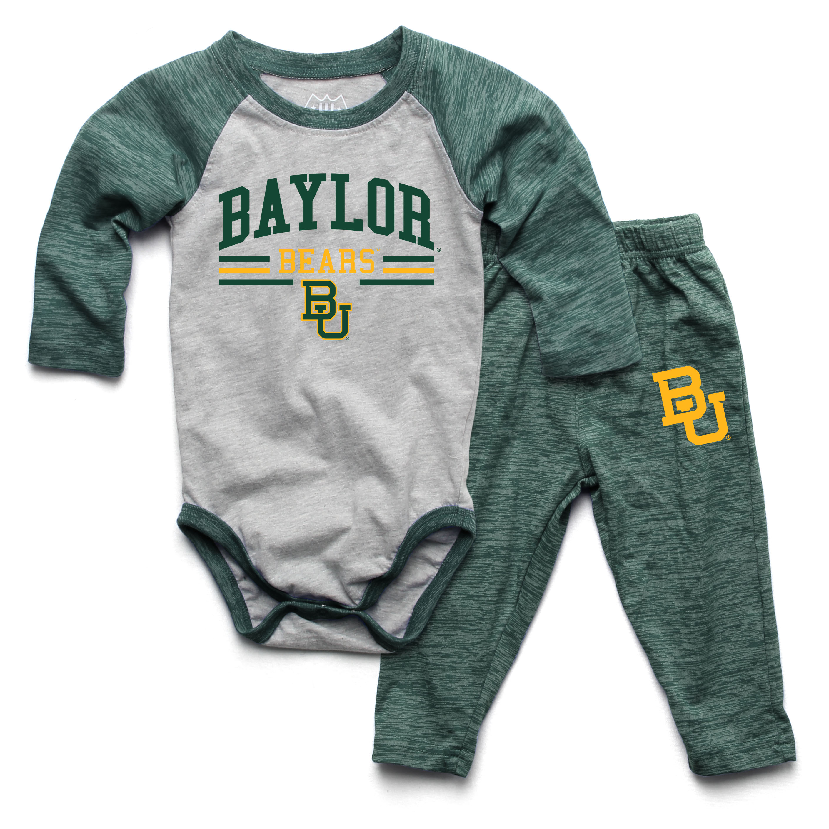 Wes And Willy Baylor Bears Baby College Team Hopper and Pant Set