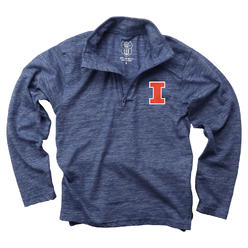 Wes And Willy Illinois Fighting Illini Youth Boys Cloudy Yarn Long Sleeve Quarter Zip