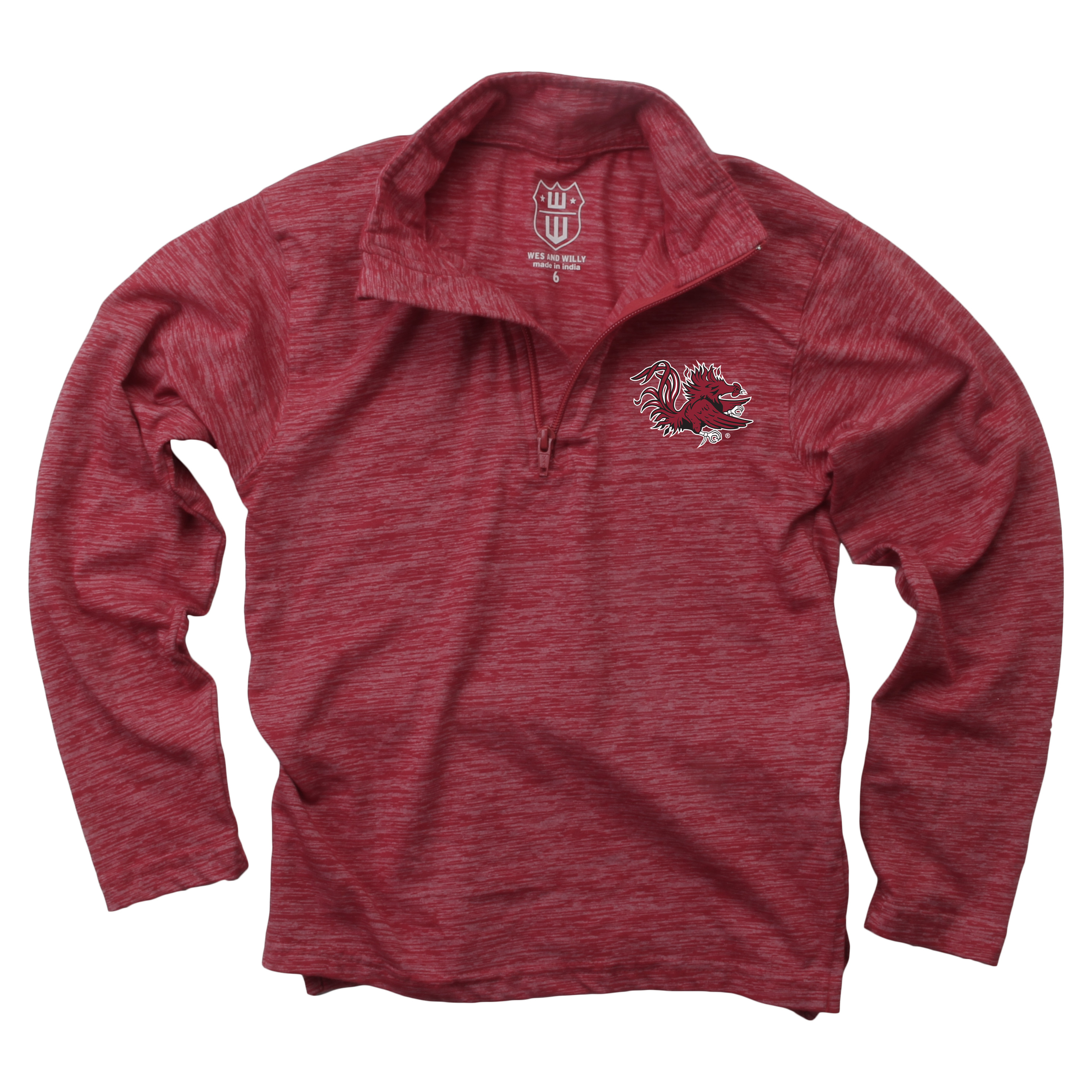 Wes And Willy South Carolina Gamecocks Youth Boys Cloudy Yarn Long Sleeve Quarter Zip
