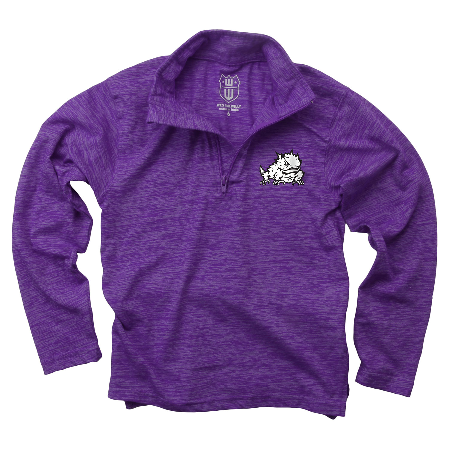 Wes And Willy TCU Horned Frogs Youth Boys Cloudy Yarn Long Sleeve Quarter Zip