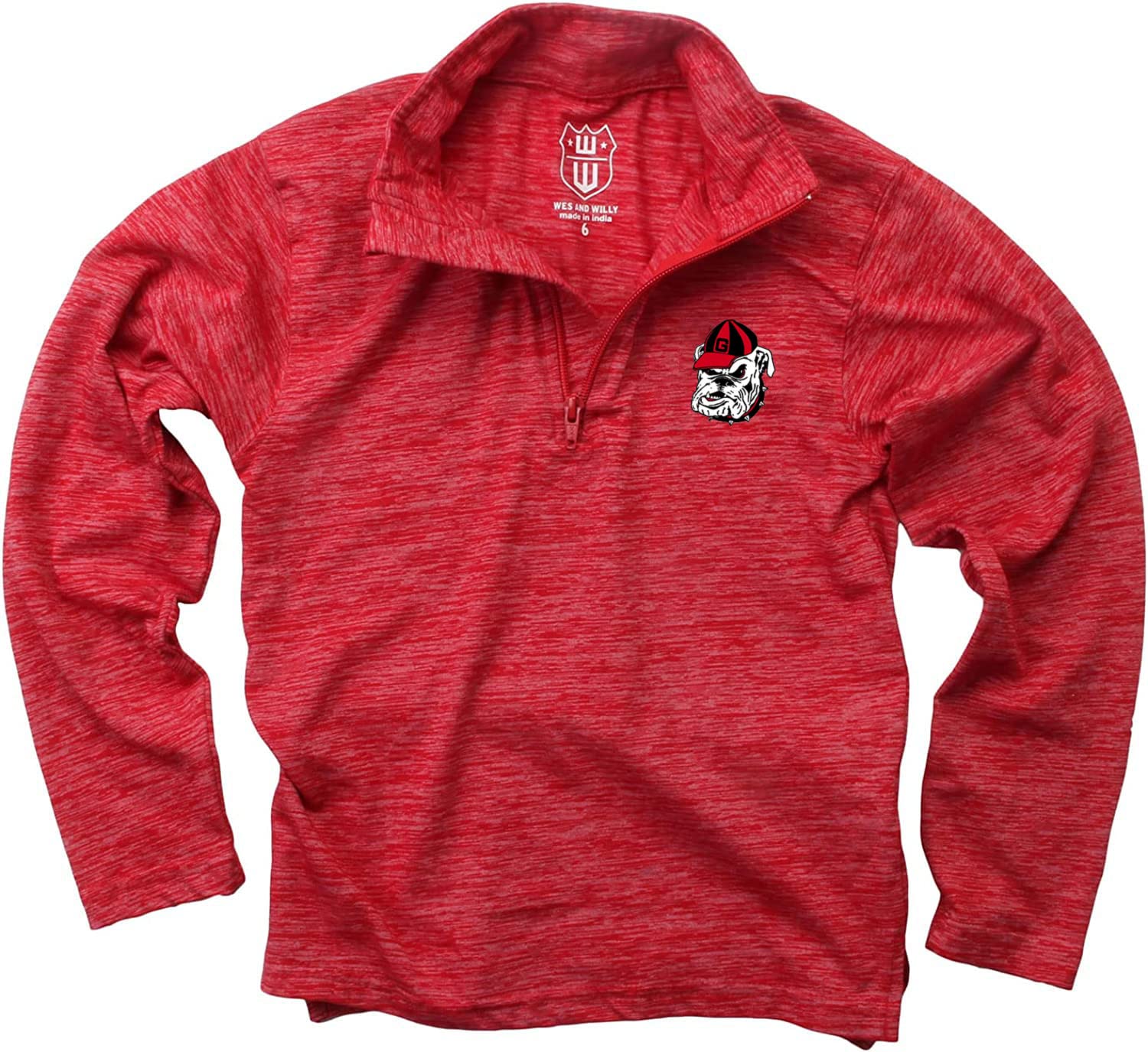 Wes And Willy Georgia Bulldogs Youth Boys Cloudy Yarn Long Sleeve Quarter Zip
