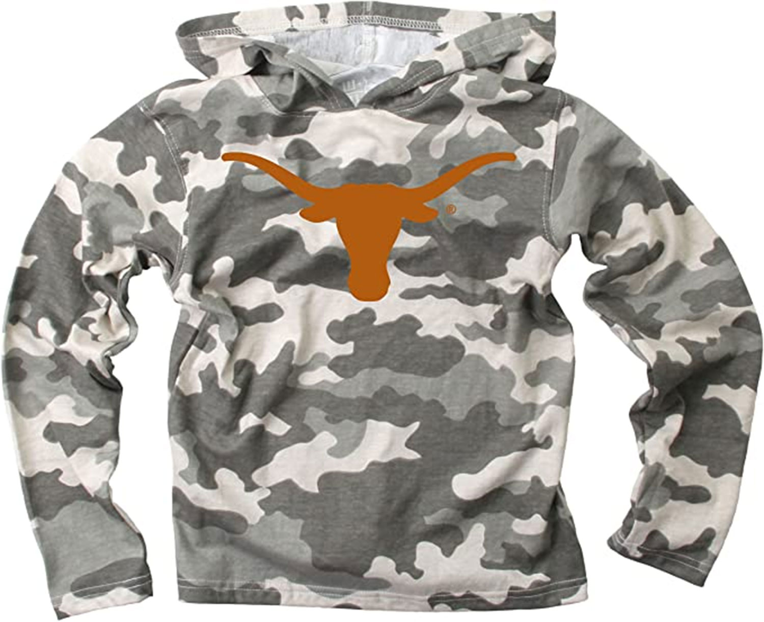 Wes And Willy Texas Longhorns Youth Boys Long Sleeve Camo Hooded T-Shirt