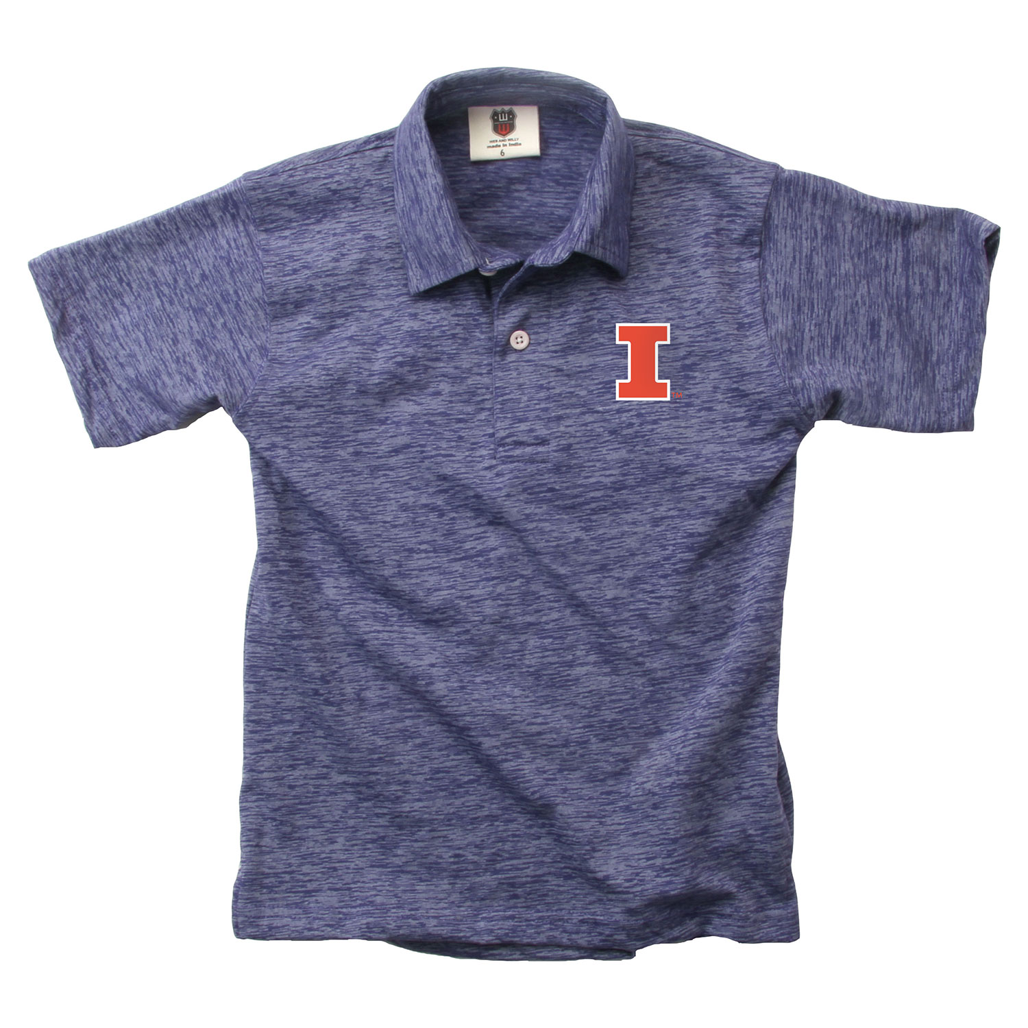 Wes And Willy Illinois Fighting Illini Youth Boys Cloudy Yarn Polo