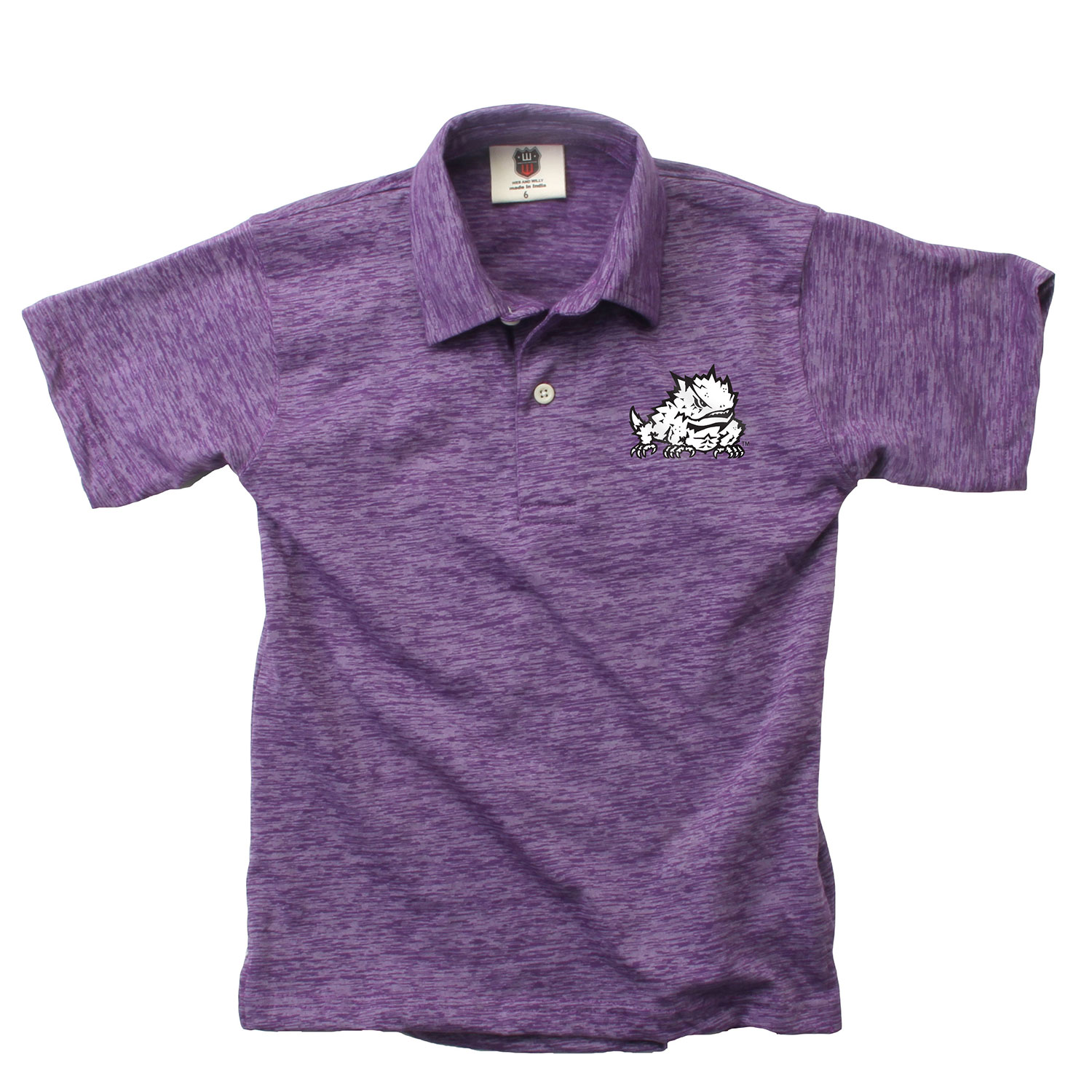 Wes And Willy TCU Horned Frogs Youth Boys Cloudy Yarn Polo