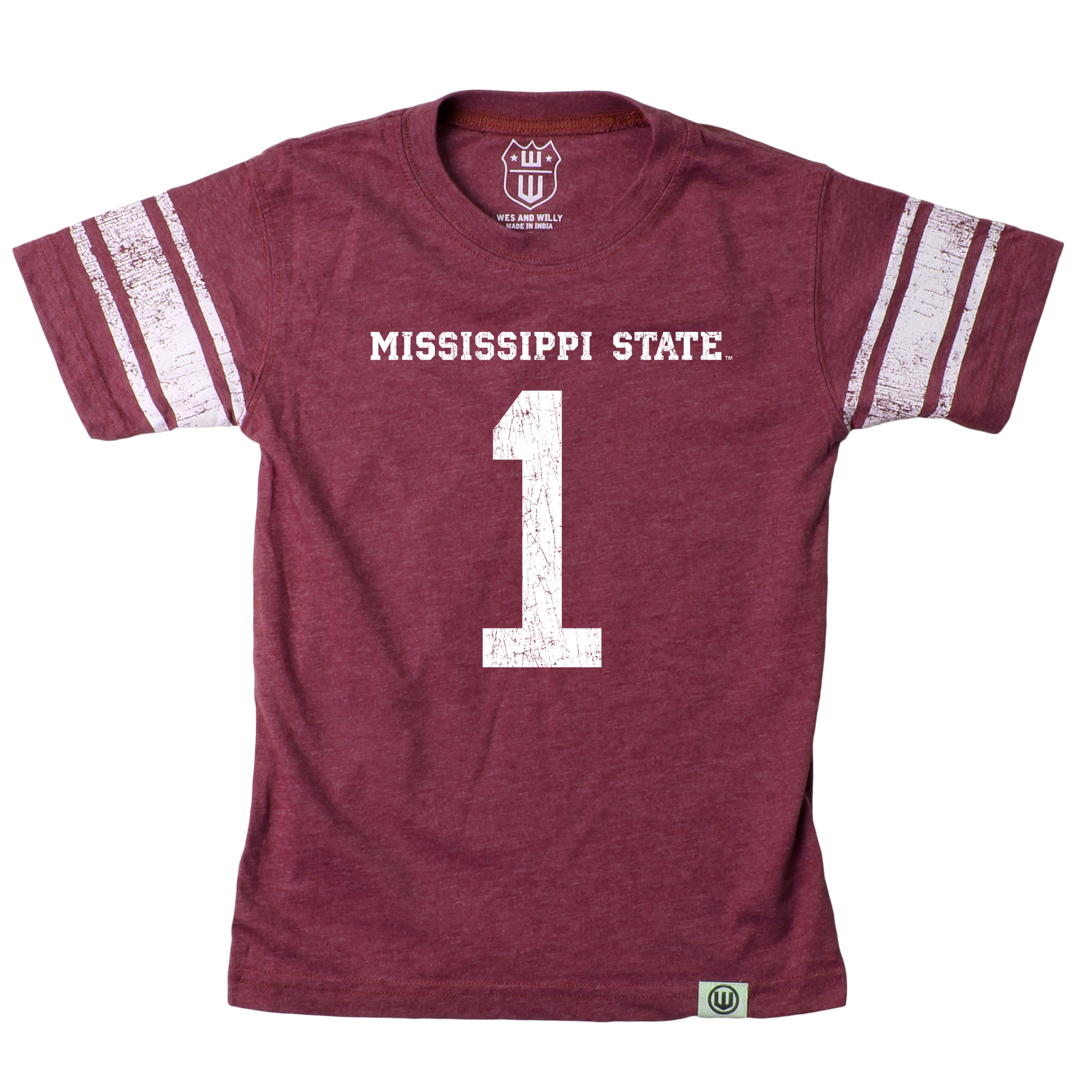 Wes And Willy Mississippi State Bulldogs Youth Boys College Short Sleeve Jersey T-Shirt