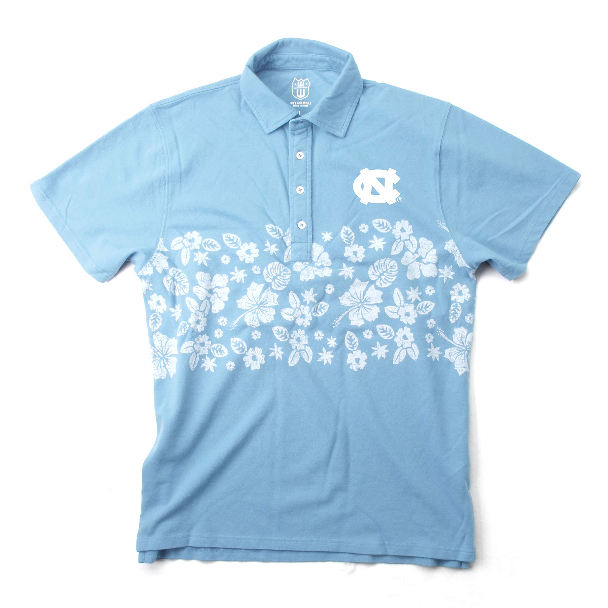 Wes And Willy North Carolina Tar Heels College Floral Polo