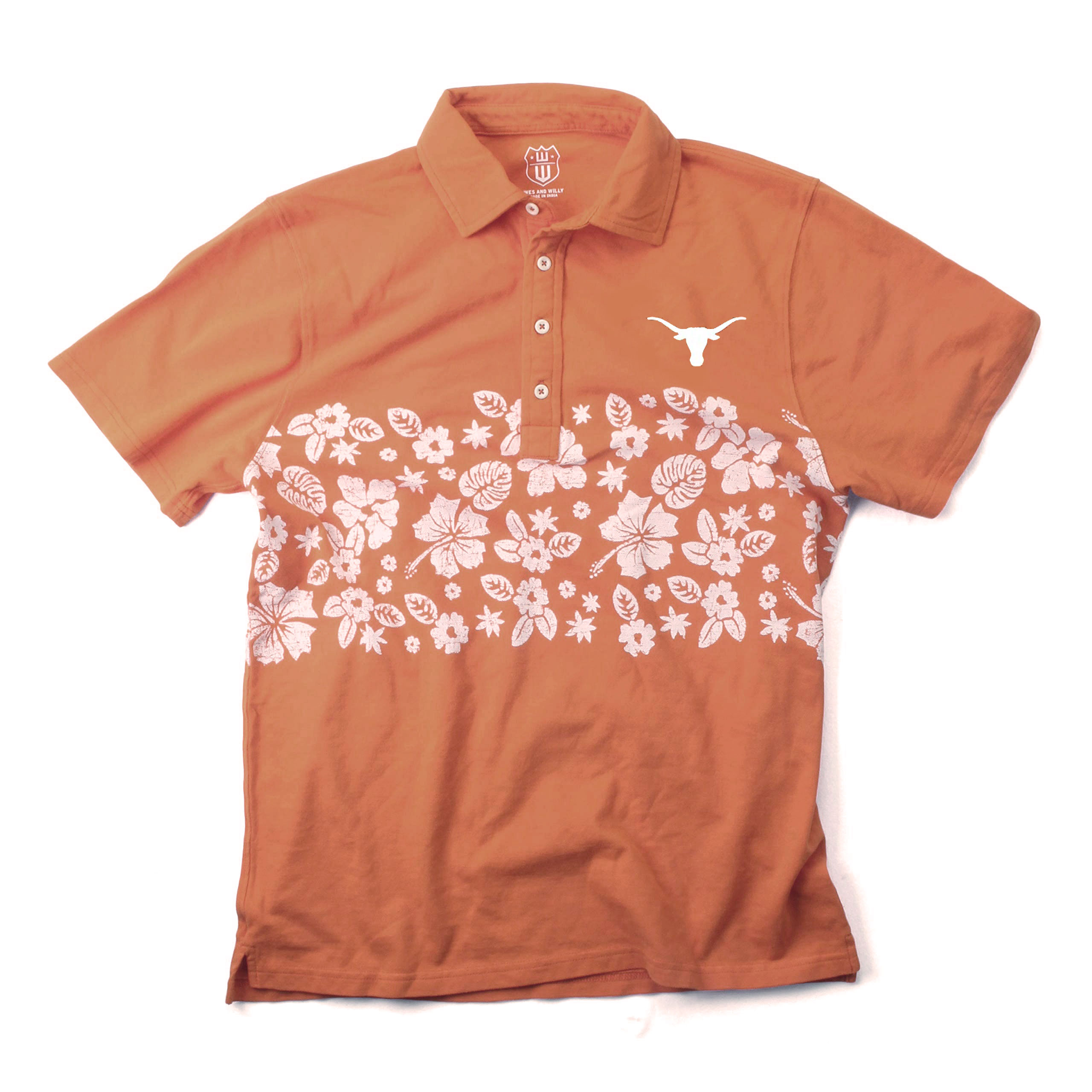 Wes And Willy Texas Longhorns College Floral Polo