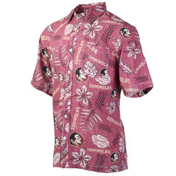 Wes And Willy Florida State Seminoles Mens Vintage Floral Hawaiian Shirt