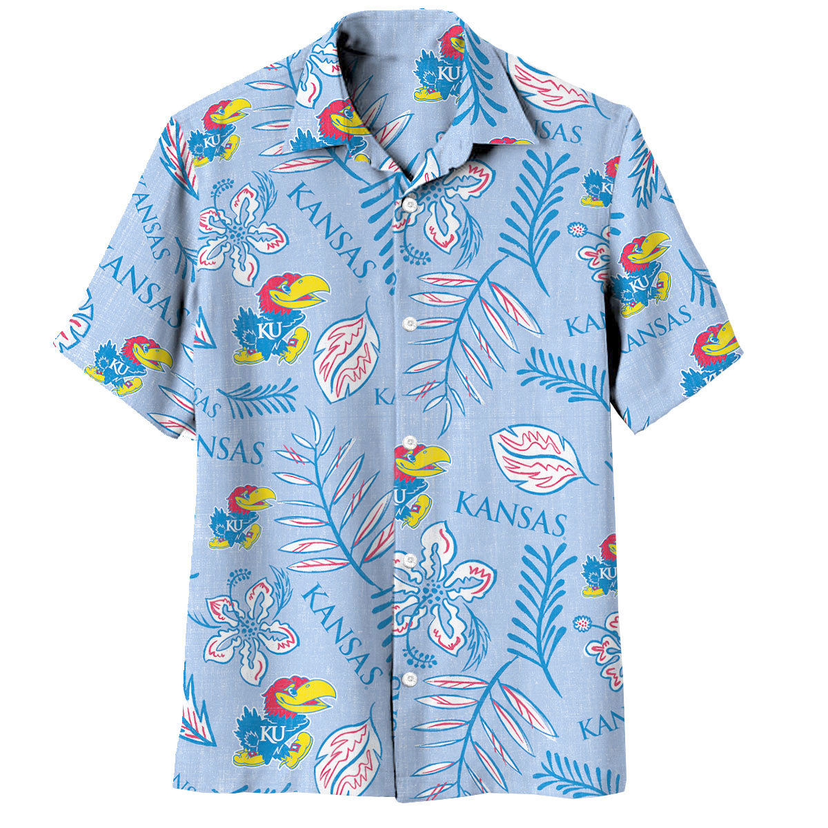 Wes And Willy Kansas Jayhawks Mens Vintage Floral Hawaiian Shirt