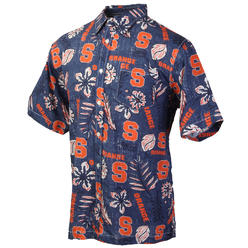 Wes And Willy Syracuse Orange Mens Vintage Floral Hawaiian Shirt