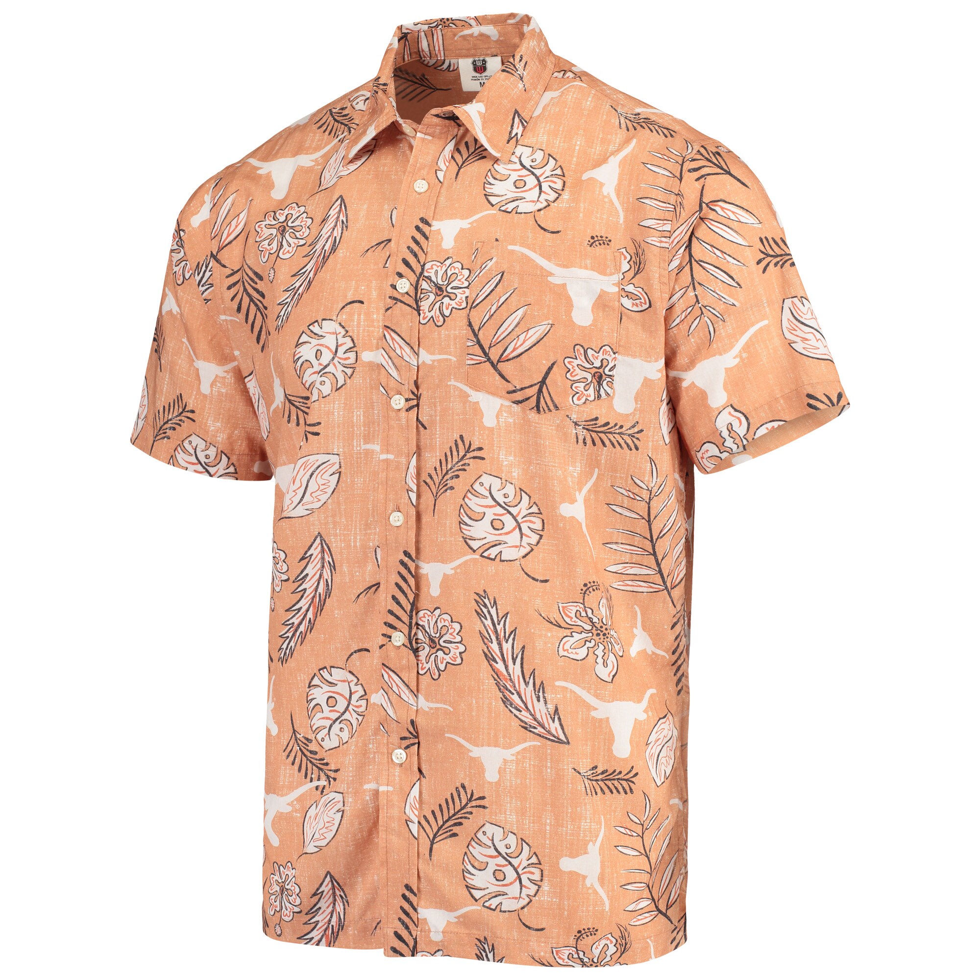 Wes And Willy Texas Longhorns Mens Vintage Floral Hawaiian Shirt