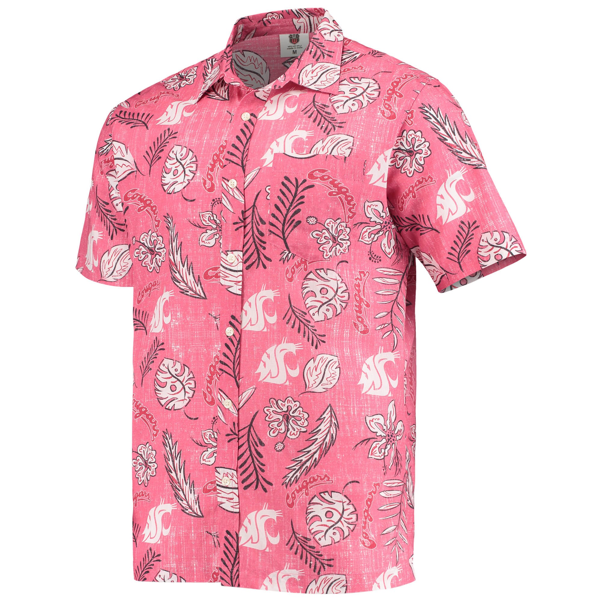 Wes And Willy Washington State Cougars Mens Vintage Floral Hawaiian Shirt