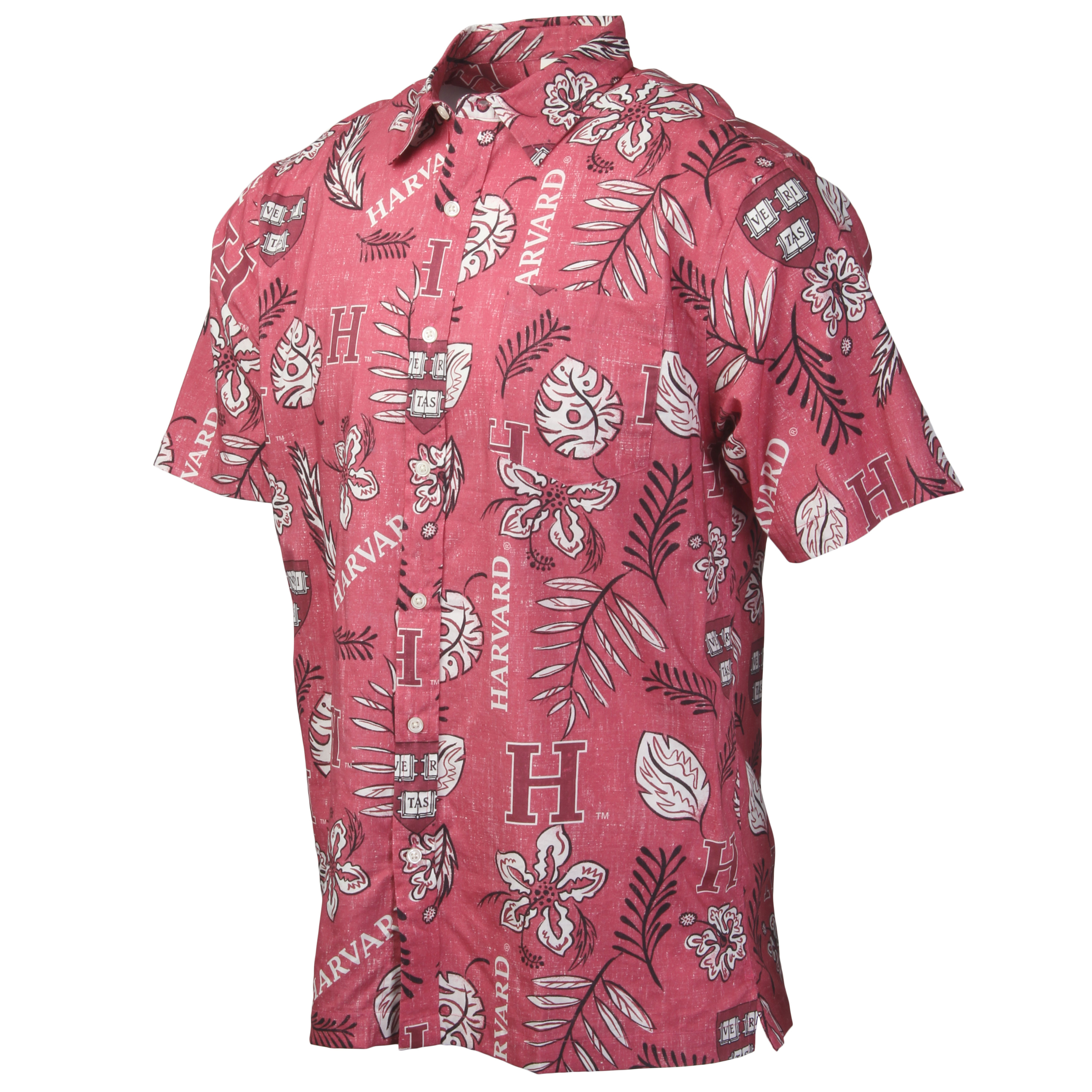 Wes And Willy Harvard Crimson Mens Vintage Floral Hawaiian Shirt