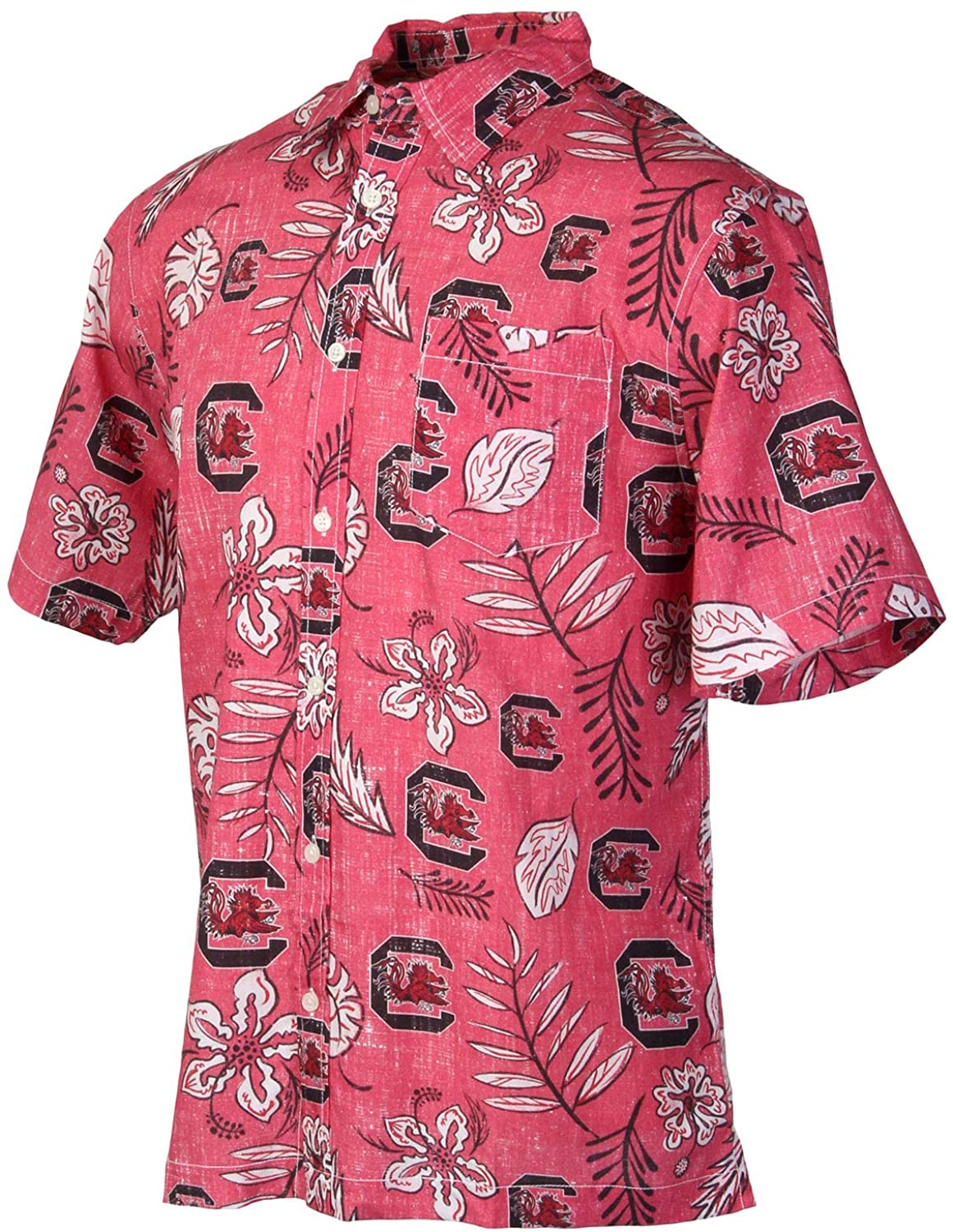 Wes And Willy South Carolina Gamecocks Mens Vintage Floral Hawaiian Shirt