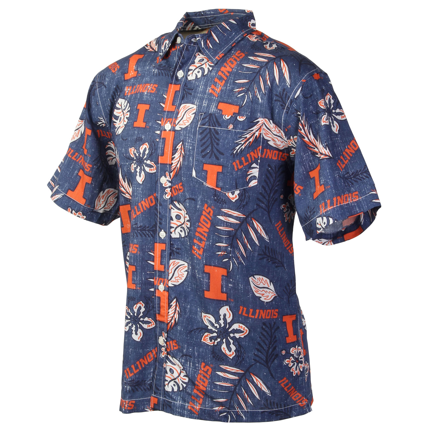 Wes And Willy Illinois Fighting Illini Mens Vintage Floral Hawaiian Shirt