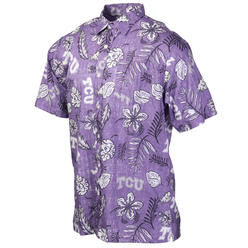 Wes And Willy TCU Horned Frogs Mens Vintage Floral Hawaiian Shirt