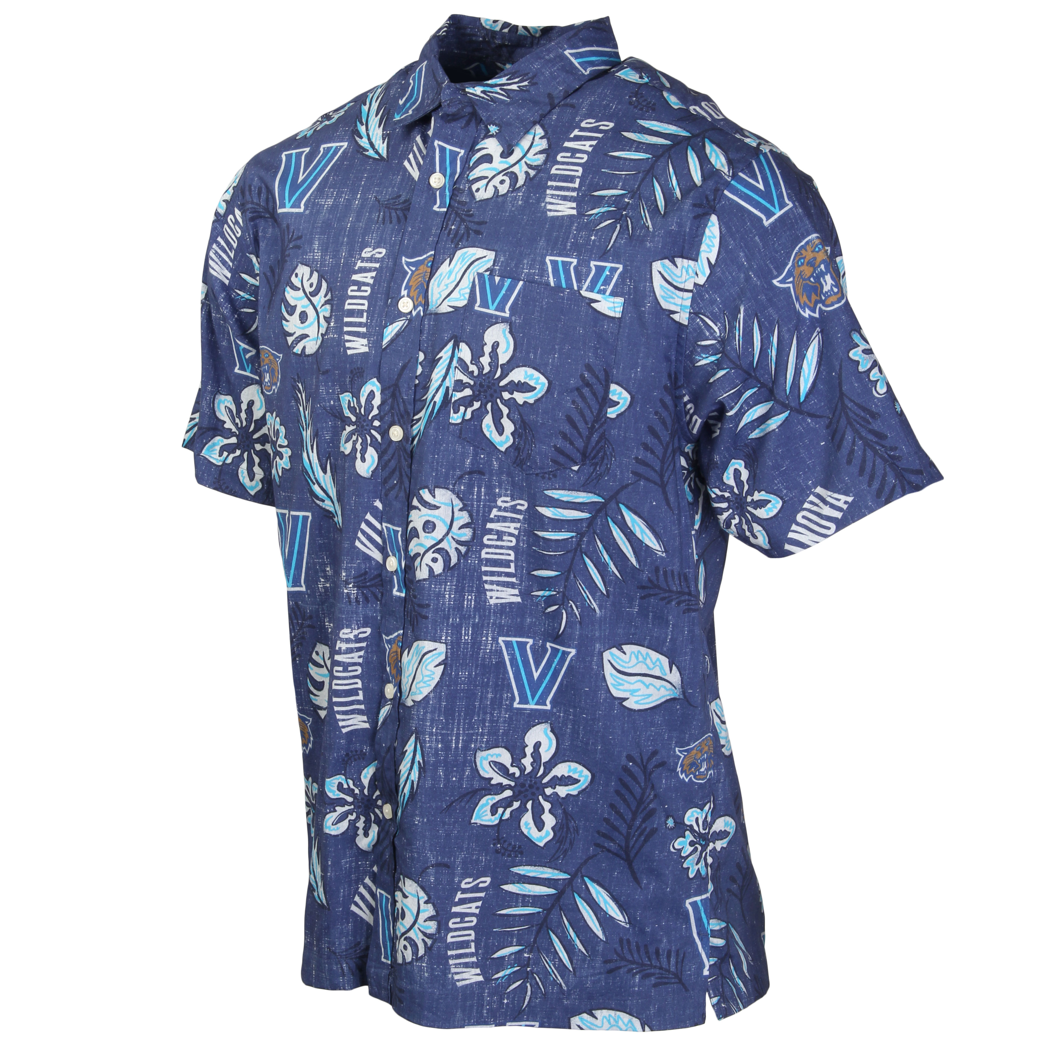 Wes And Willy Villanova Wildcats Mens Vintage Floral Hawaiian Shirt