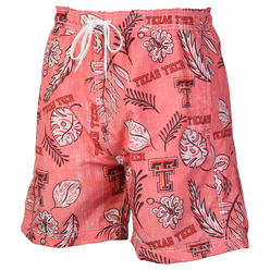 Wes And Willy Texas Tech Red Raiders Mens College Vintage Floral Swim Trunks