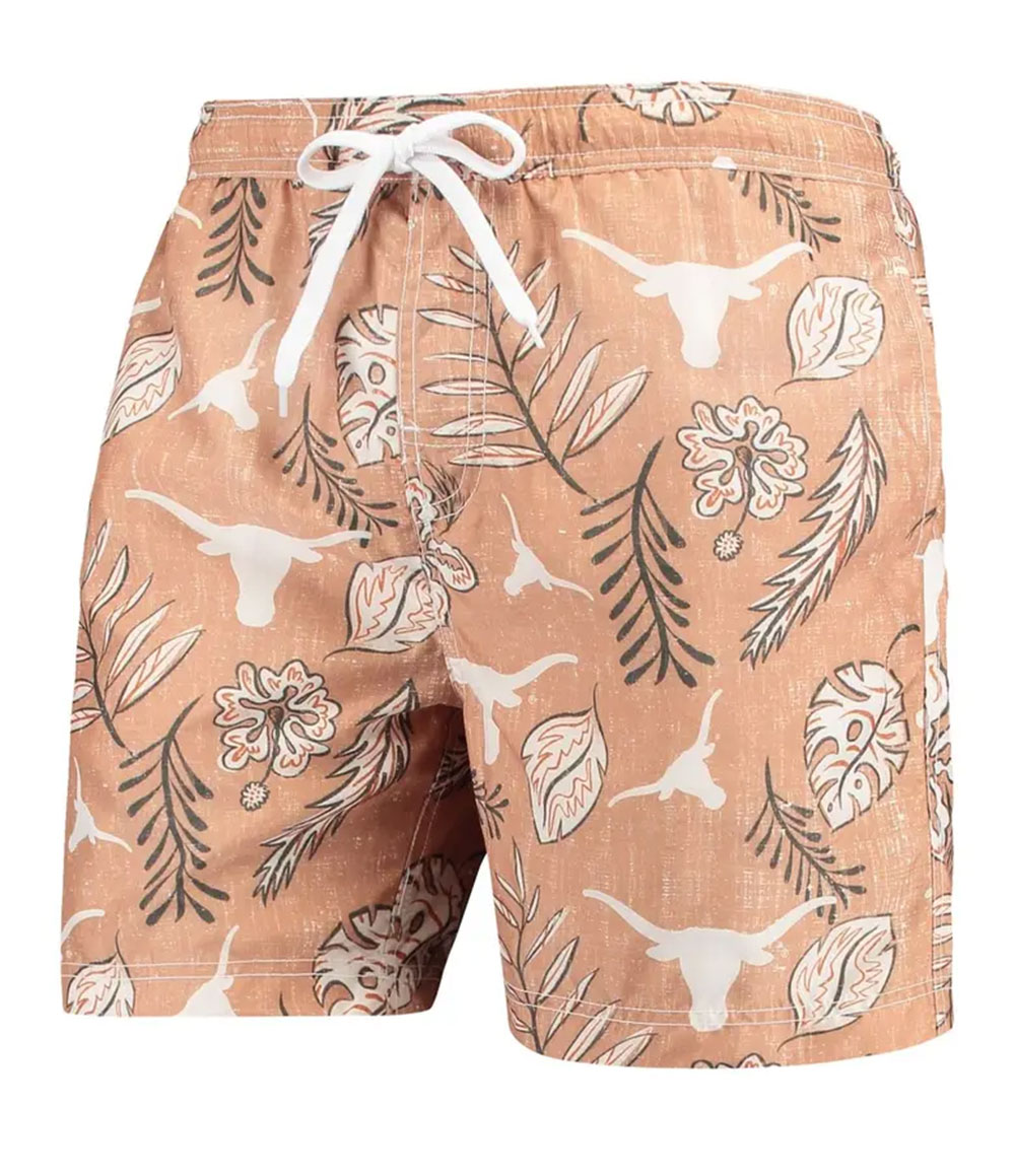 Wes And Willy Texas Longhorns Mens College Vintage Floral Swim Trunks
