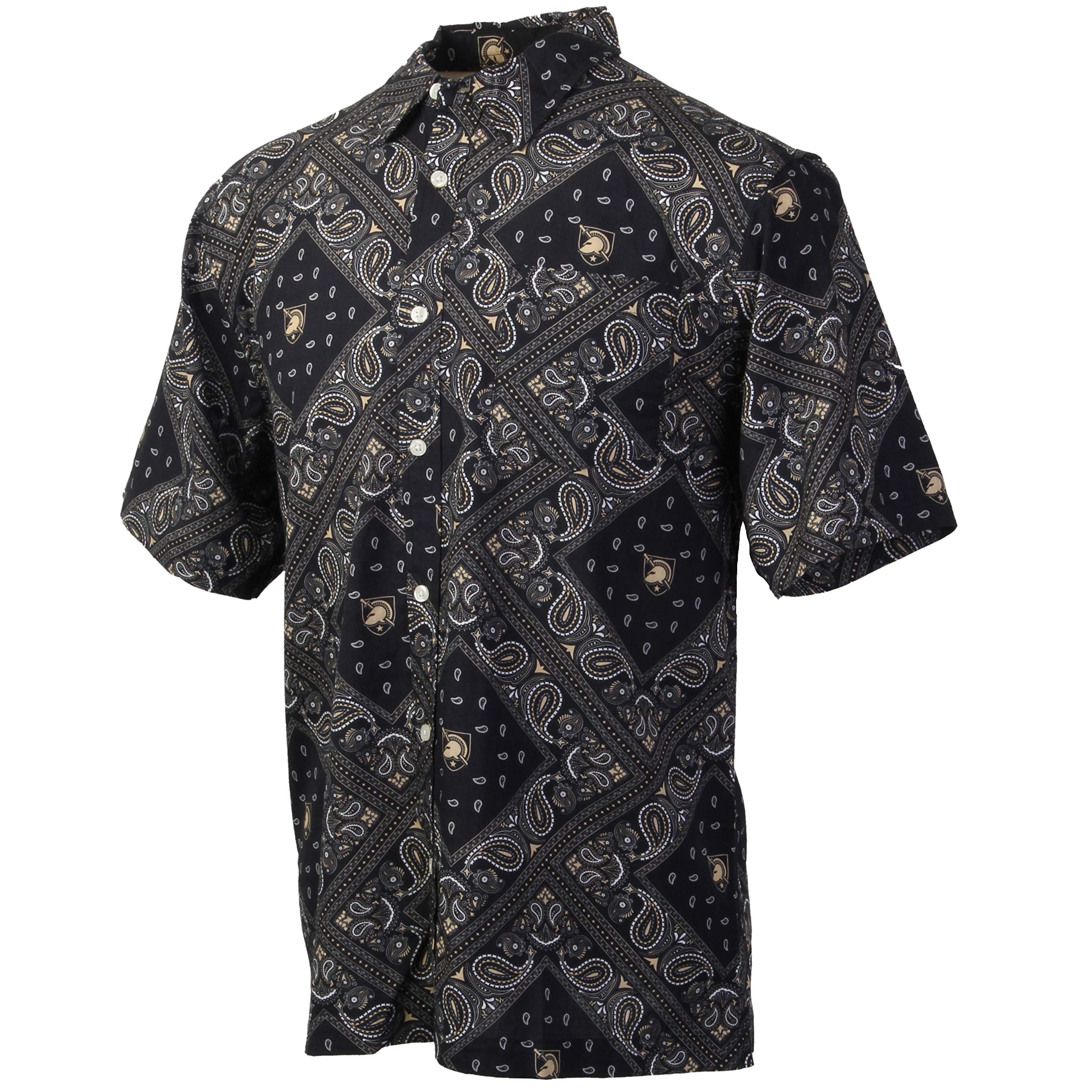 Wes And Willy Army Black Knights Mens College Paisley Button Up Shirt