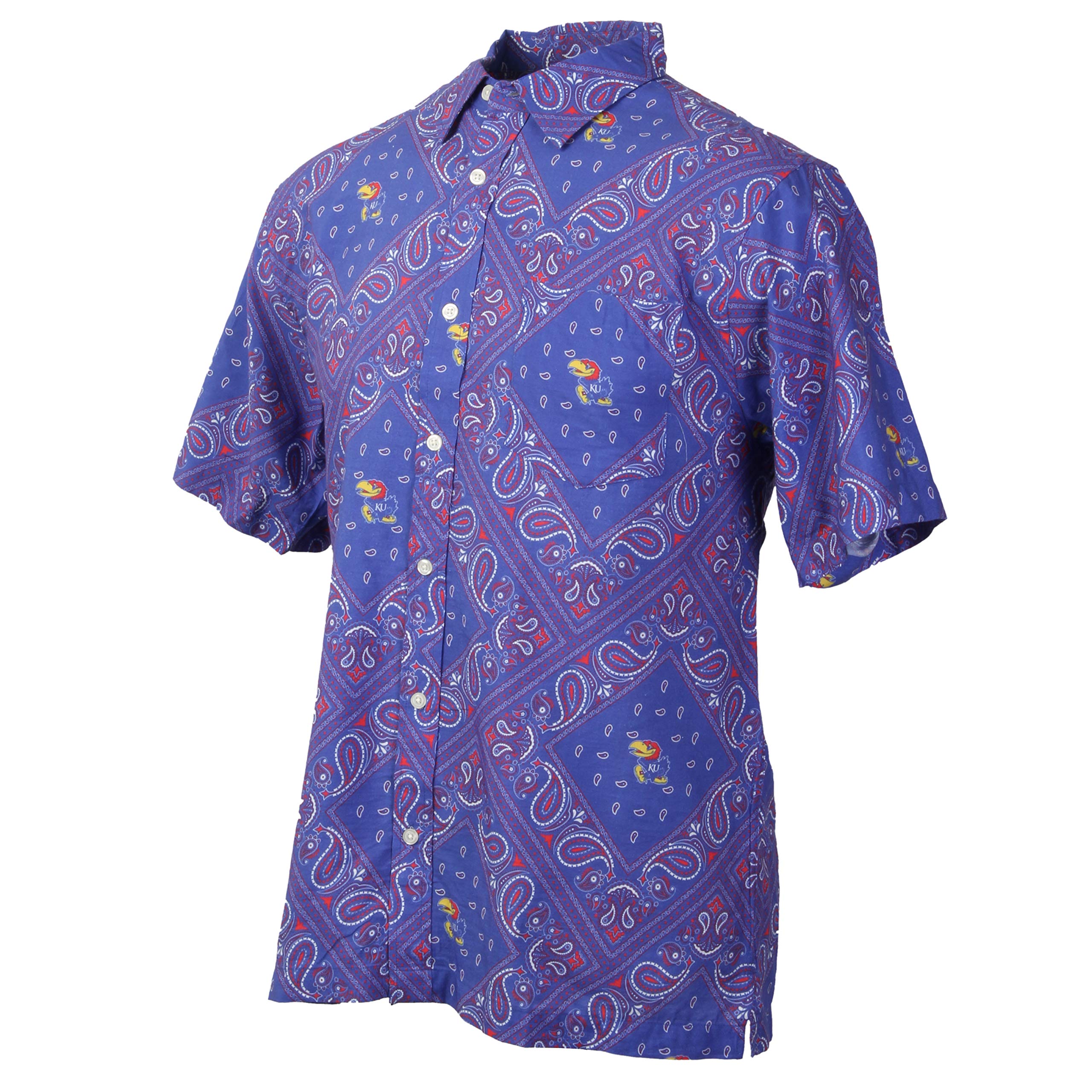 Wes And Willy Kansas Jayhawks Mens College Paisley Button Up Shirt