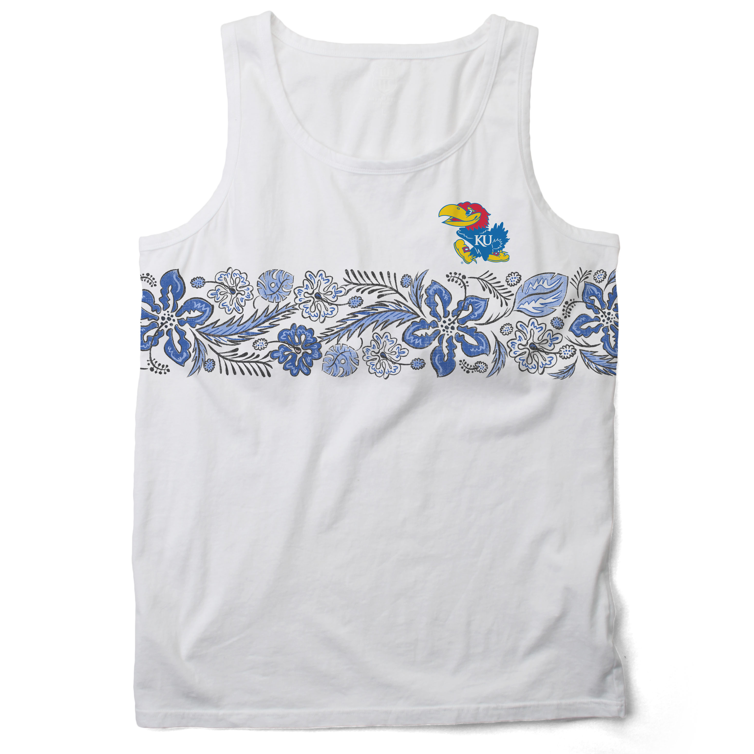 Wes And Willy Kansas Jayhawks Mens Floral Tank Top