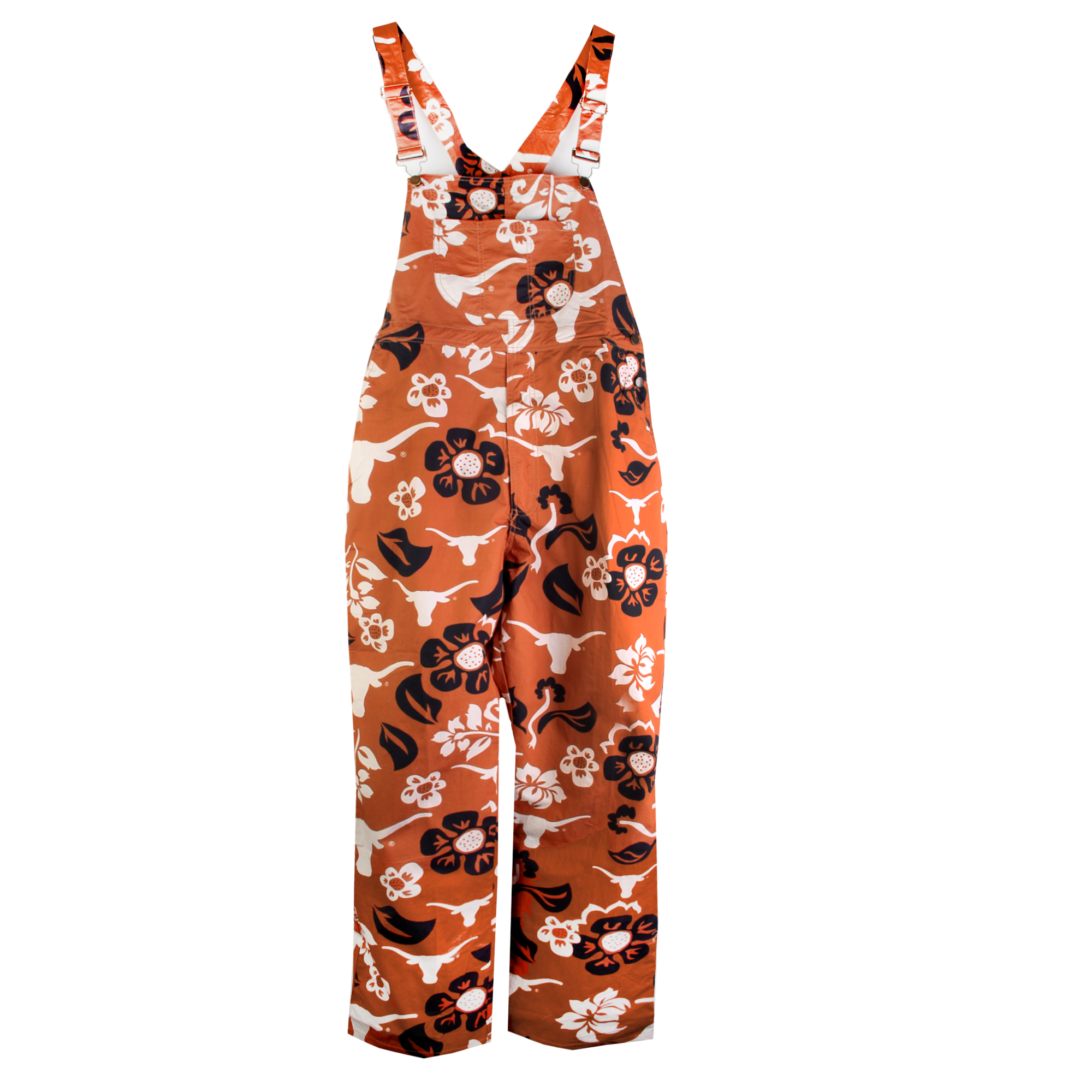 Wes And Willy Texas Longhorns Mens College Floral Lightweight Fashion Overalls