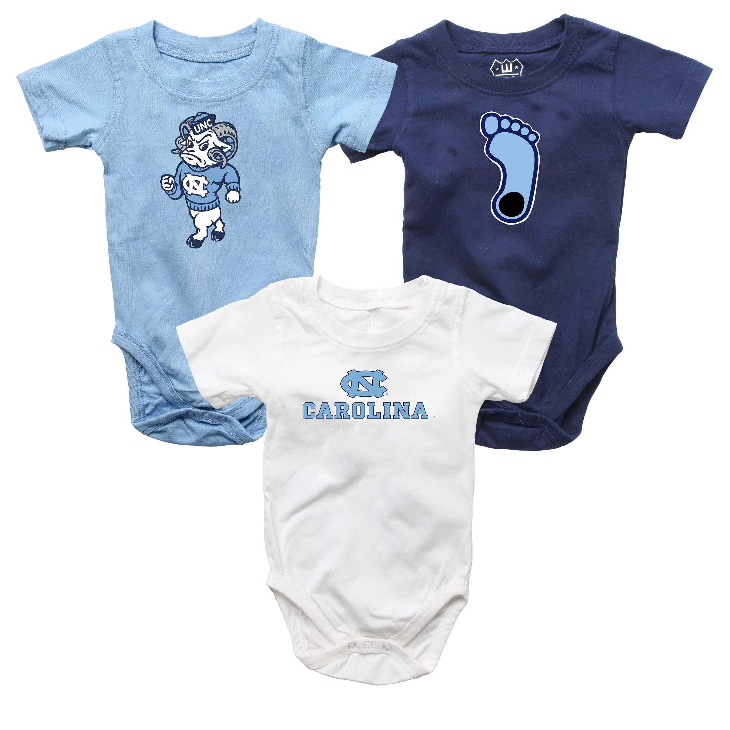 Wes And Willy North Carolina Tar Heels Baby 3 Pack Bodysuits
