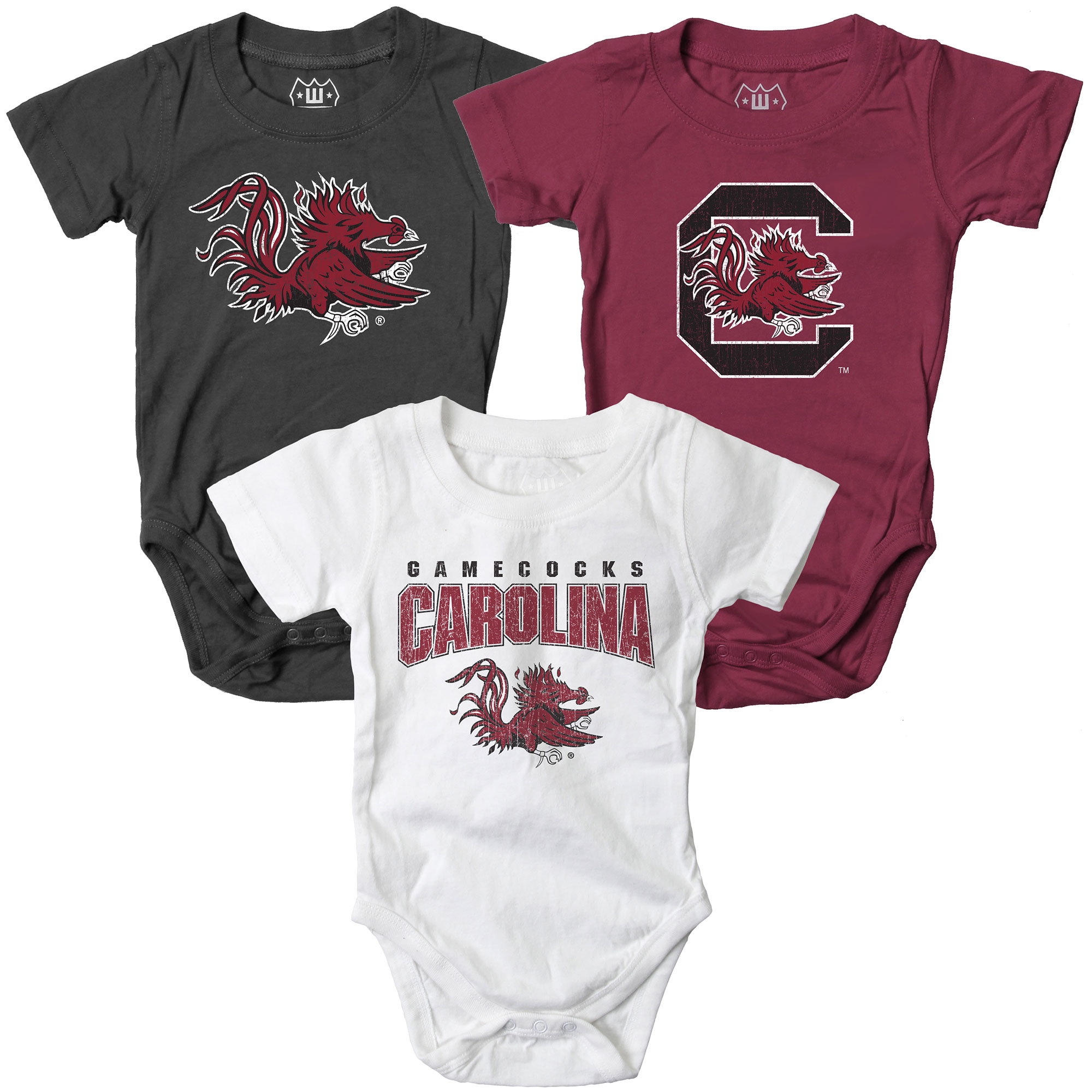 Wes And Willy South Carolina Gamecocks Baby 3 Pack Bodysuits