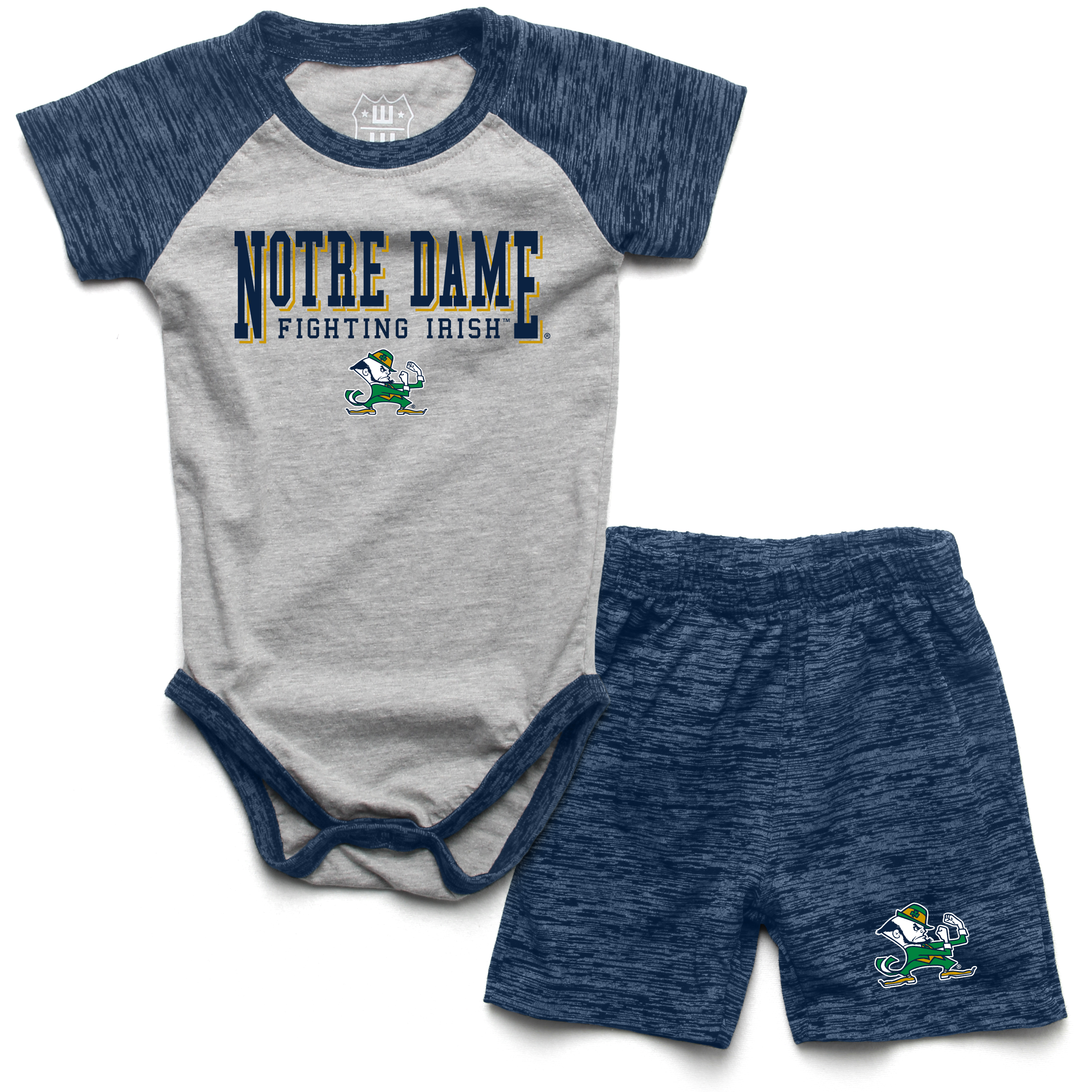 Wes And Willy Notre Dame Fighting Irish Baby College Team Hopper and Short Set