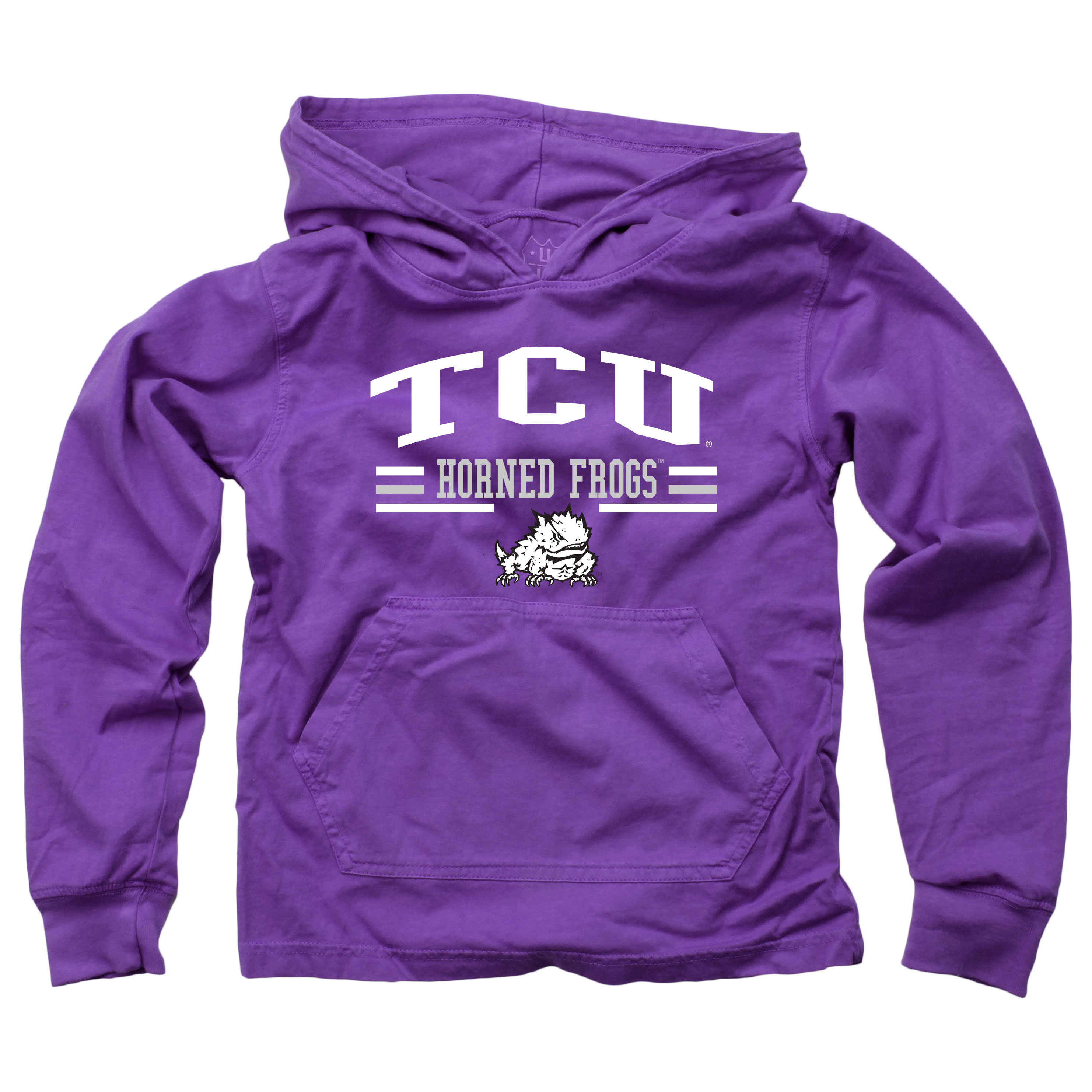 Wes And Willy TCU Horned Frogs Youth Boys Long Sleeve Hooded T-Shirt