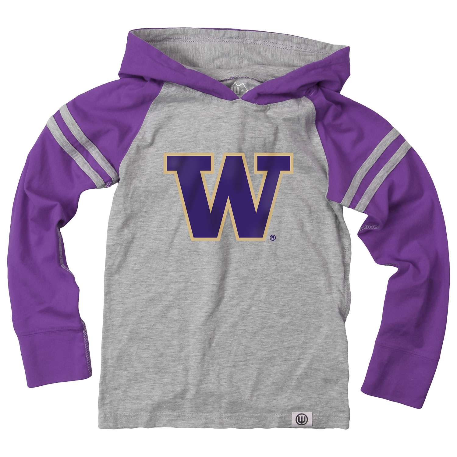 Wes And Willy Washington Huskies Youth Boys Long Sleeve Striped Hooded T-Shirt