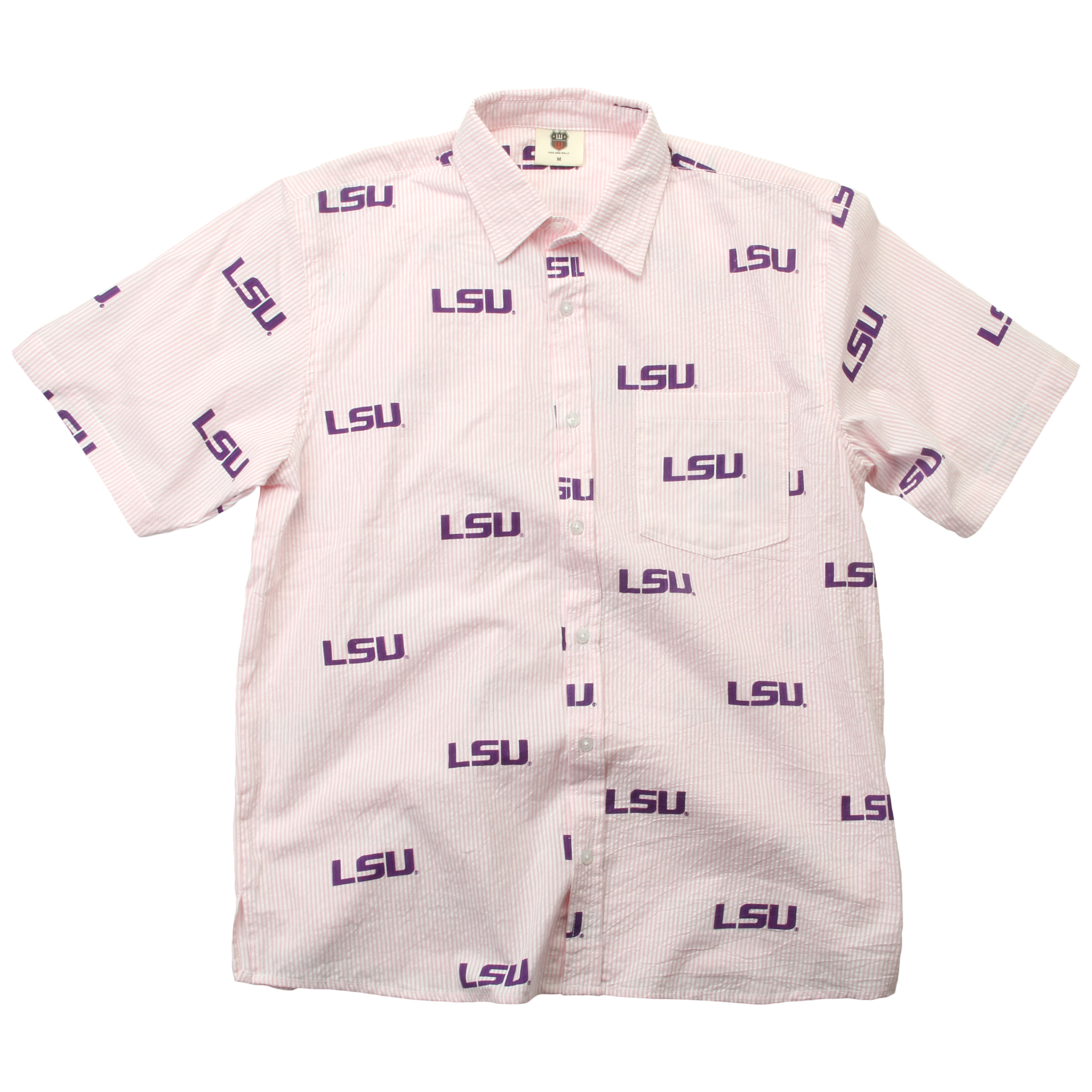 Wes And Willy LSU Tigers Mens College Seersucker Shirt