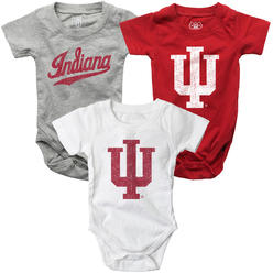 Wes And Willy Indiana Hoosiers Baby 3 Pack Bodysuits