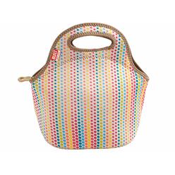 BUILT NY Gourmet Getaway Neoprene Lunch Tote - Reusable Insulated Stretchy, Keeps Food Warm Or Cold - Candy Dot