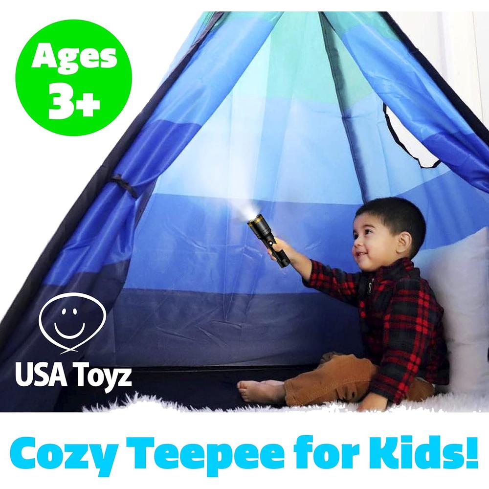 USA Toyz Happy Hut Teepee Tent for Kids - Blue