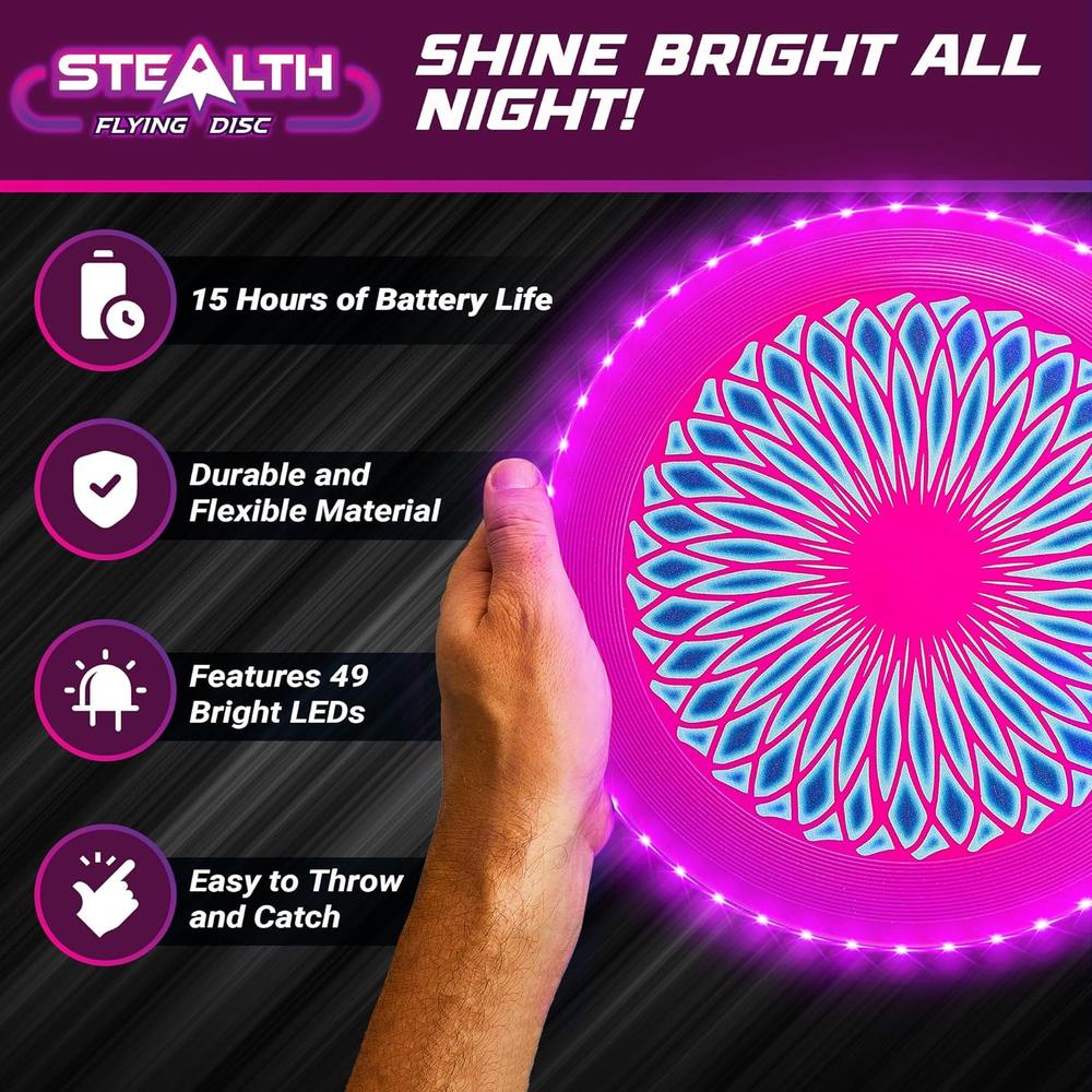 USA Toyz Stealth LED Flying Disc - Pink/Purple