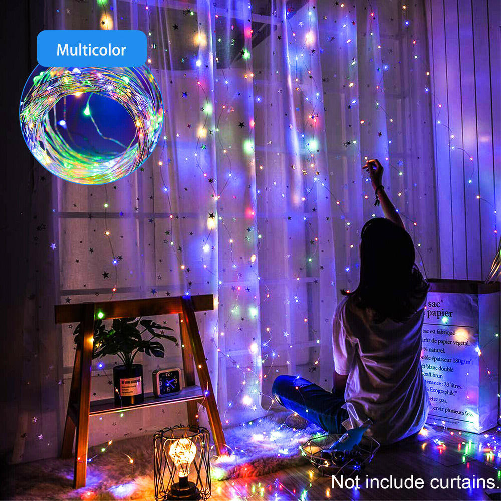Stock Preferred Curtain Fairy Hanging String Lights Home Decor 300 LED / 10 ft Multicolor