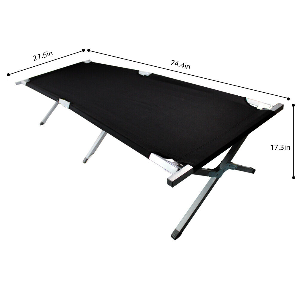 Stock Preferred Portable Folding Camping Bed Military Sleeping Camping Cot Outdoor Black