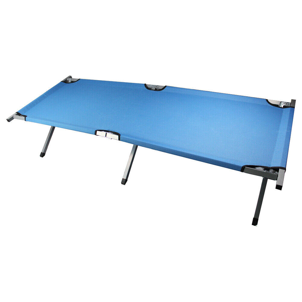 Stock Preferred Portable Folding Camping Bed Military Sleeping Camping Cot Outdoor Blue