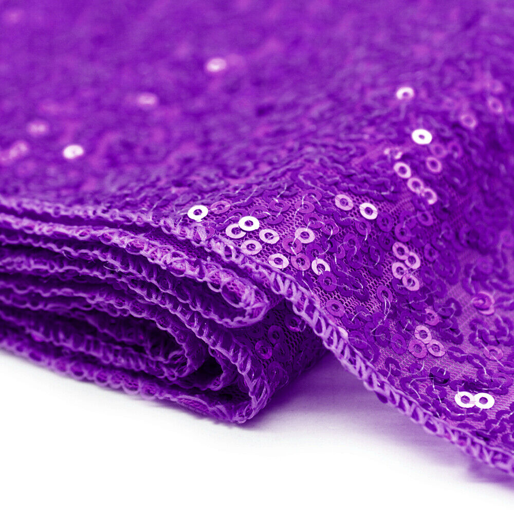 Stock Preferred Glitter Sequin Table Runner Cloth Sparkle Decoration in 5-Pieces 12"x108" Purple