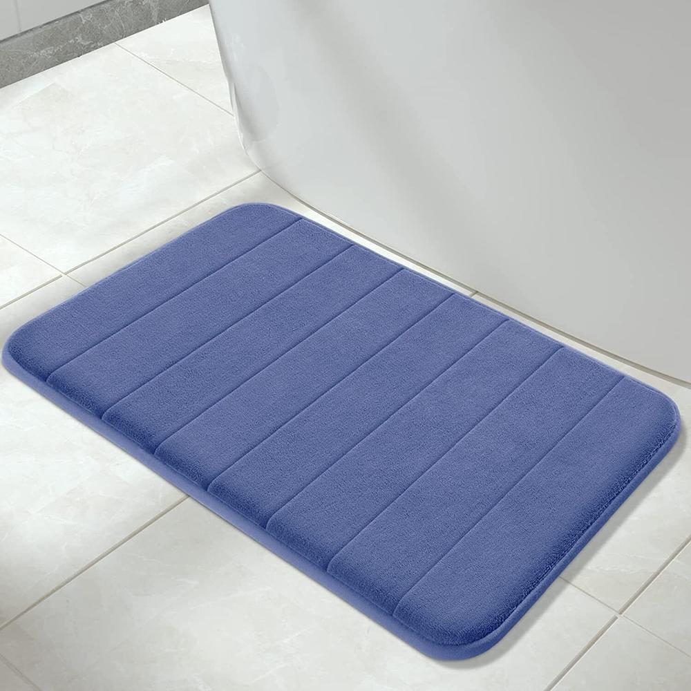 Stock Preferred Luxurious Absorbent Soft Memory Foam Bathroom Rug Non-Slip Bath Mat Dark Blue