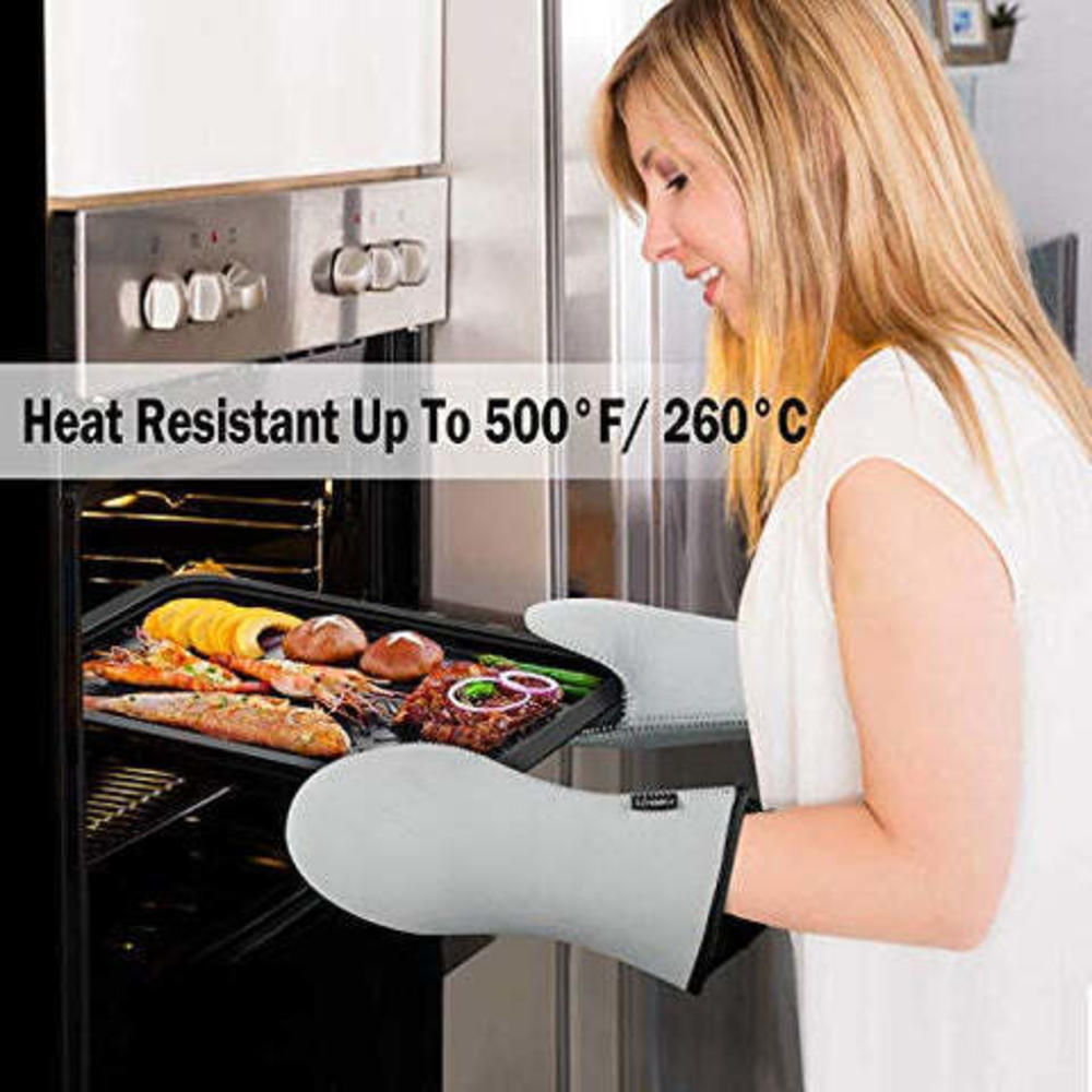 Stock Preferred Heat Resistant Oven Mitt, Up to 500°F/260°C Oven Mitt Pot Holder 2 Pcs Grey