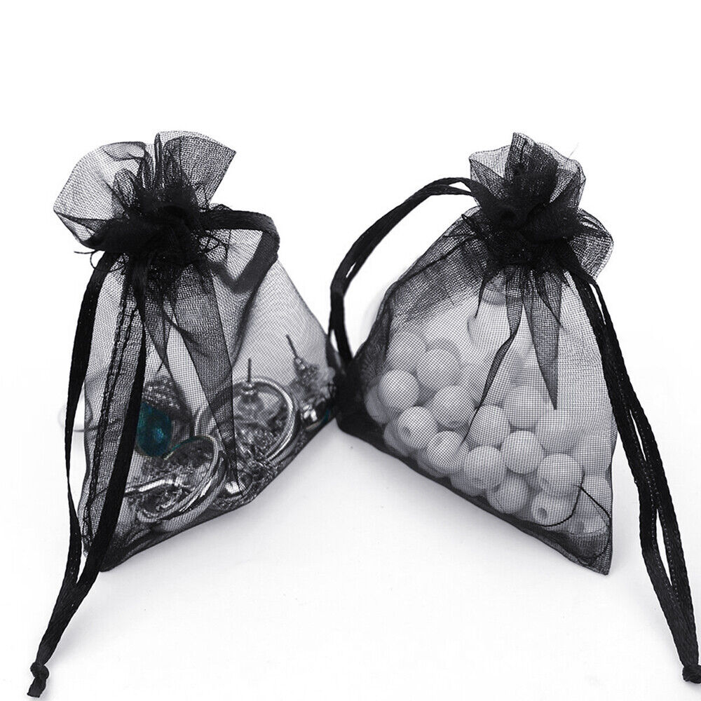 Stock Preferred Organza Wedding Party Favor Gift Sheer Bags Pouches in 200-Pieces 5"x7" Black