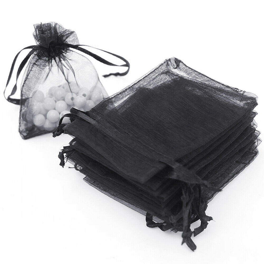 Stock Preferred Organza Wedding Party Favor Gift Sheer Bags Pouches in 200-Pieces 5"x7" Black