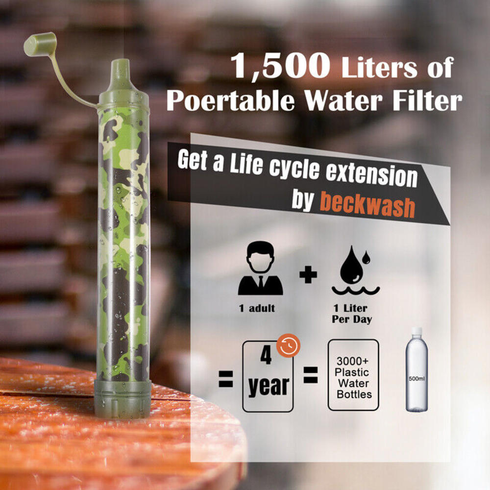 Stock Preferred Water Filter Straw Portable Personal Water Purification Camo
